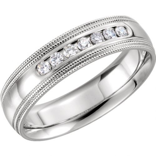 Comfort Fit Accented Wedding Band