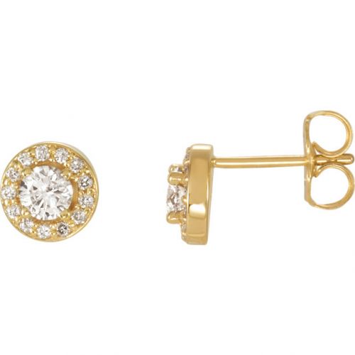 Diamond Halo Earrings, 0.62ctw