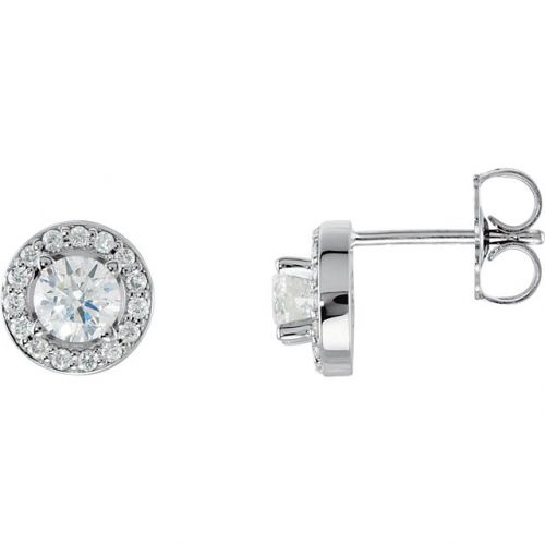 Diamond Halo Earrings, 0.62ctw