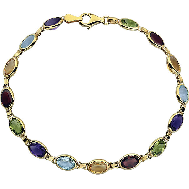 9ct Gold Multi Stone Bracelet - 7.5in - G8319 | F.Hinds Jewellers